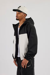 Nylon Contrast Windbreaker - Black