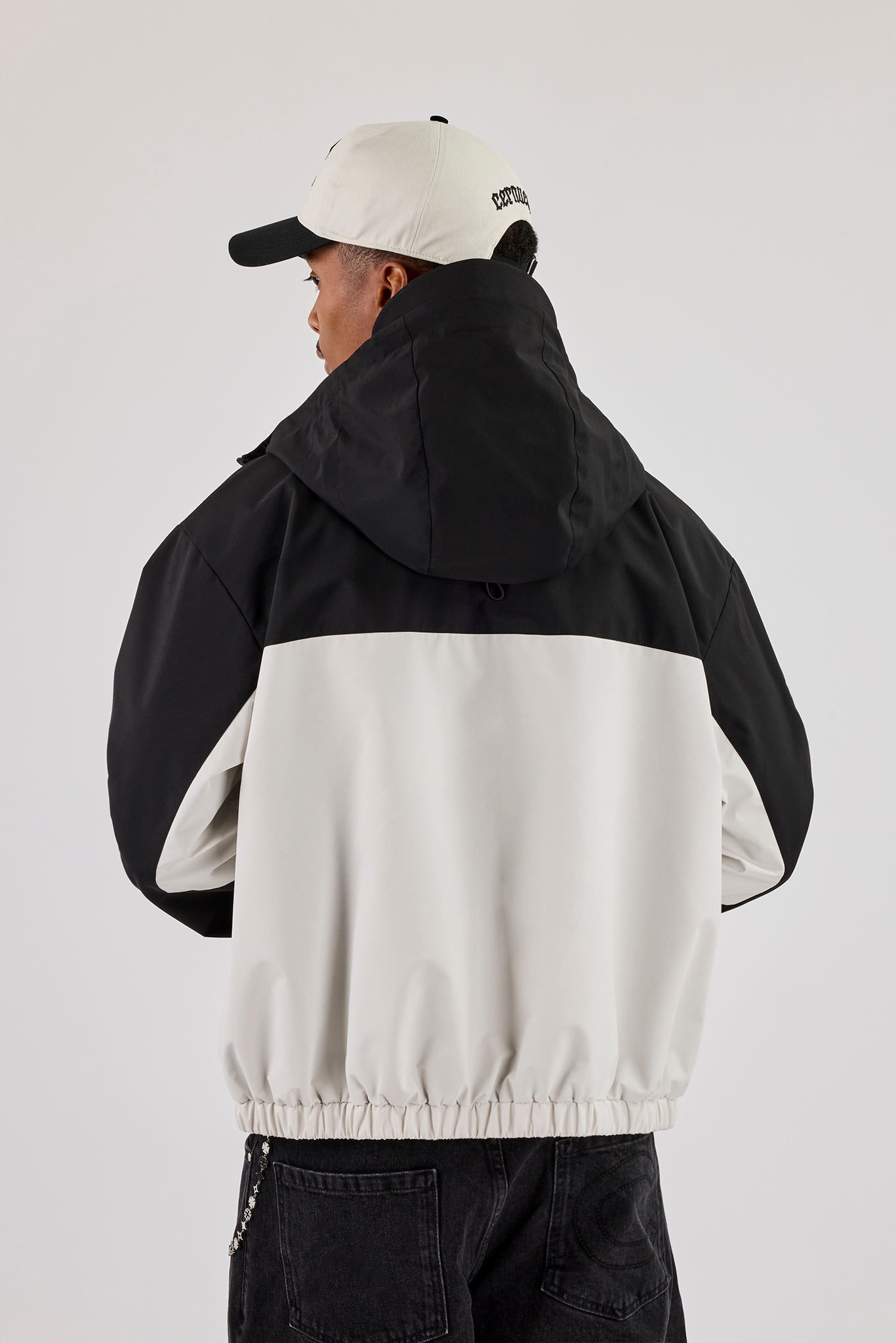 Nylon Contrast Windbreaker - Black