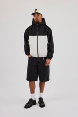 Nylon Contrast Windbreaker - Black