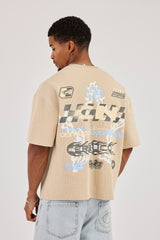 Worldwide Waffle Boxy T-Shirt - Stone