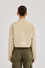 Suede Applique Moto Jacket - Beige