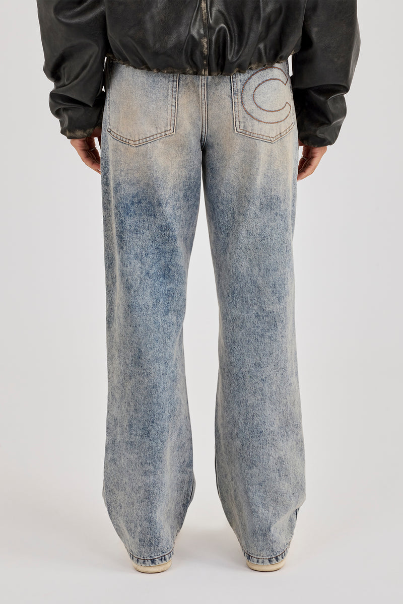 Mid Rise Relaxed Low Waistbandless Jean - Antique Wash