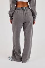 Washed Logo Wide Leg Jogger - Grey