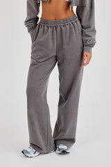 Washed Logo Wide Leg Jogger - Grey