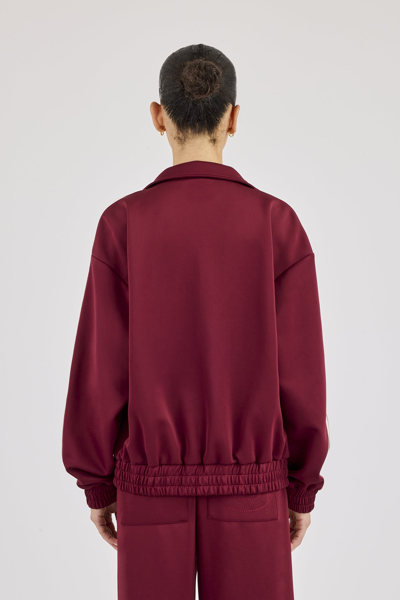 Funnel Neck Taping Track Jacket - Burgundy