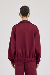 Funnel Neck Taping Track Jacket - Burgundy