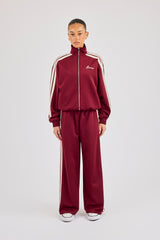 Funnel Neck Taping Track Jacket & Super Baggy Taping Pant - Burgundy