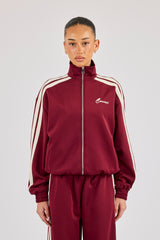 Funnel Neck Taping Track Jacket - Burgundy