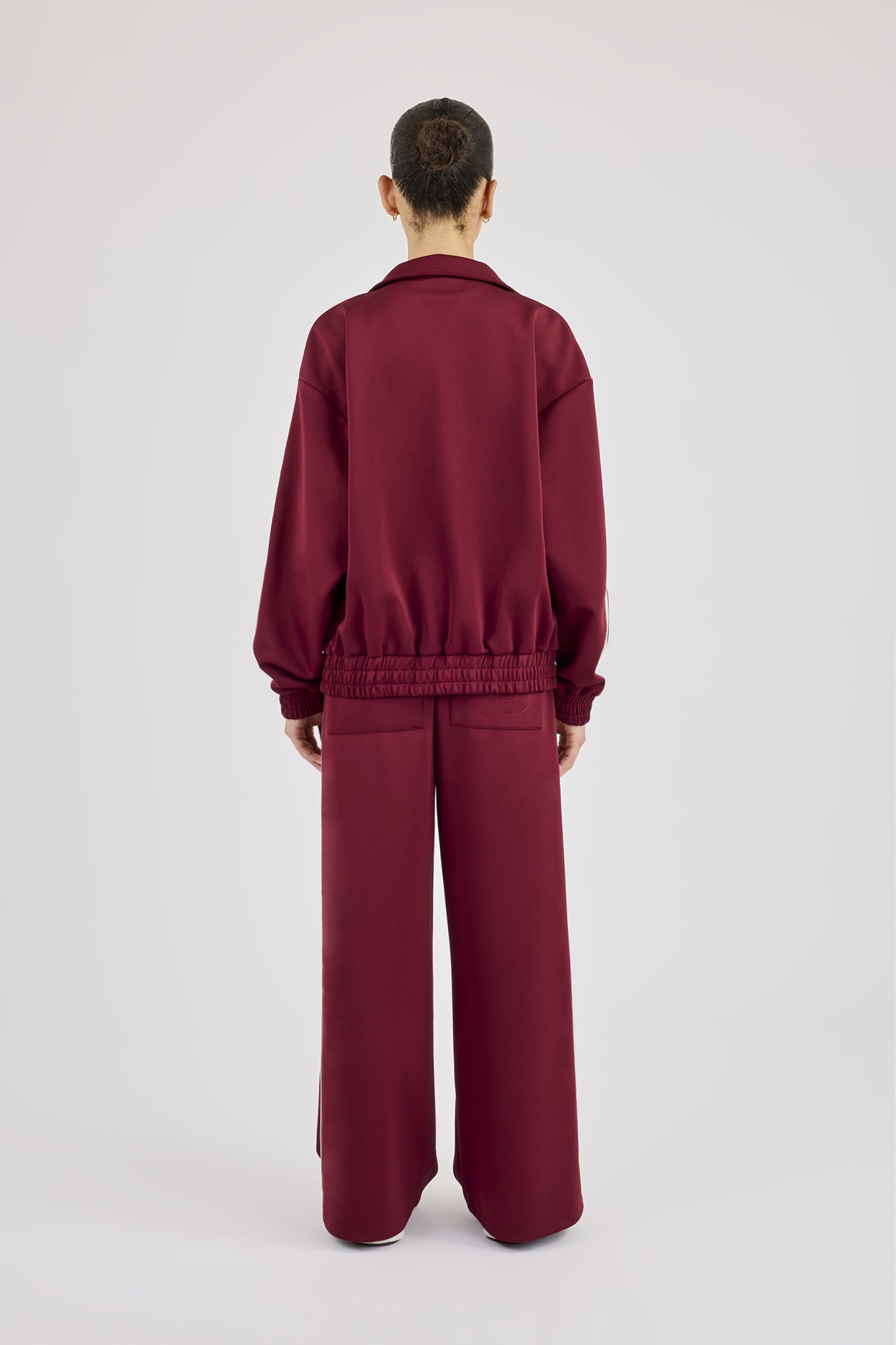 Funnel Neck Taping Track Jacket & Super Baggy Taping Pant - Burgundy
