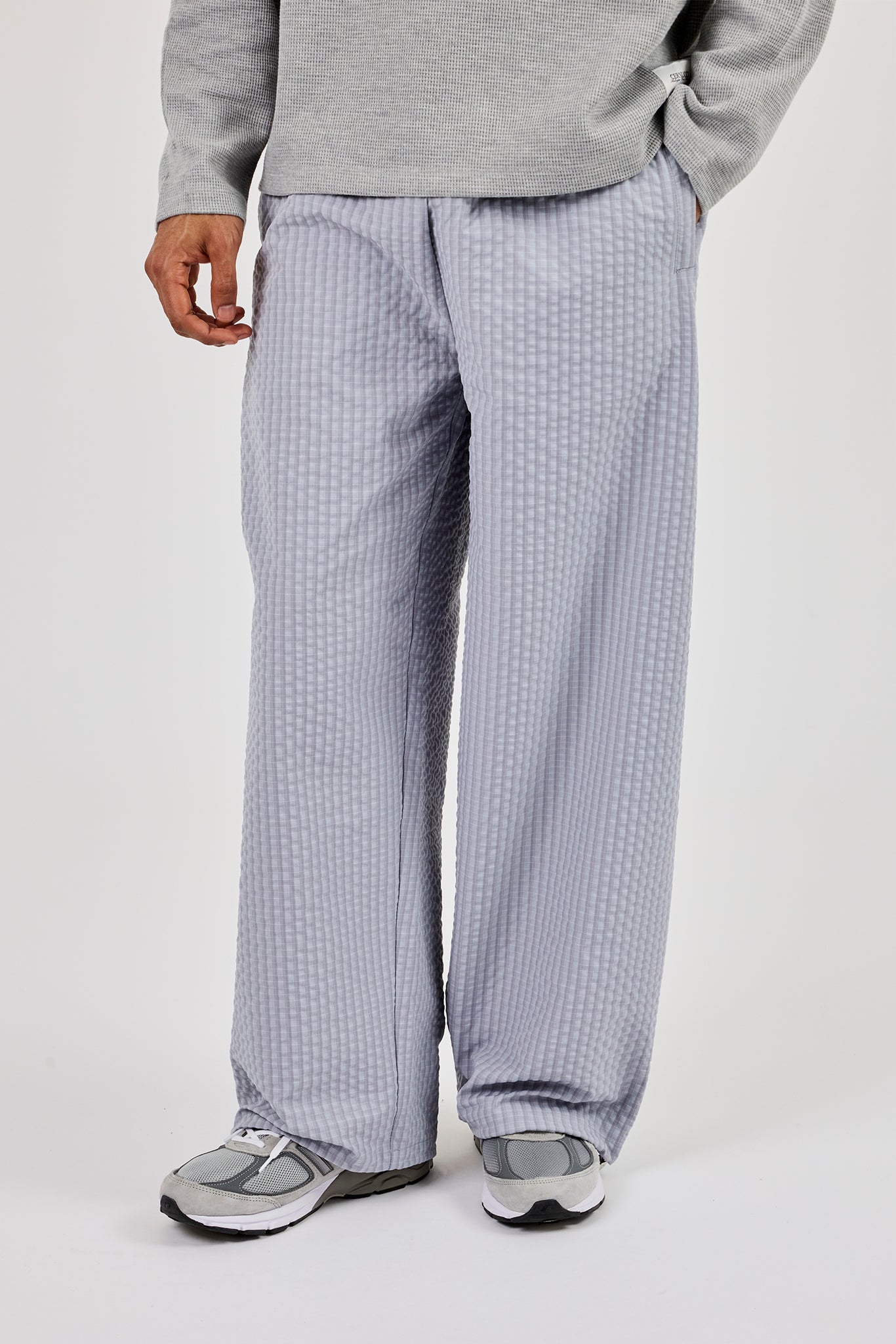 Nylon Check Trouser - Light Grey