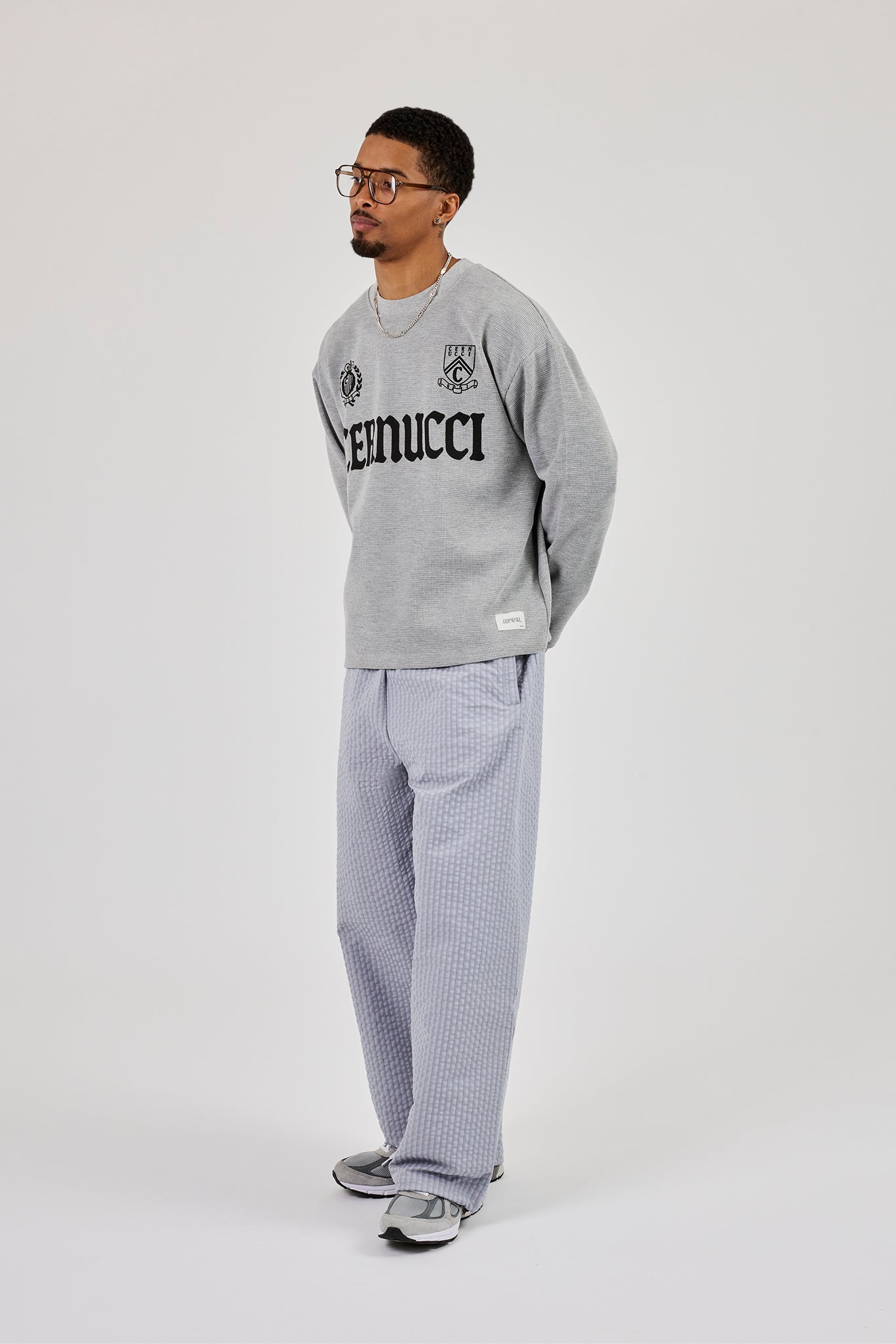 Nylon Check Trouser - Light Grey