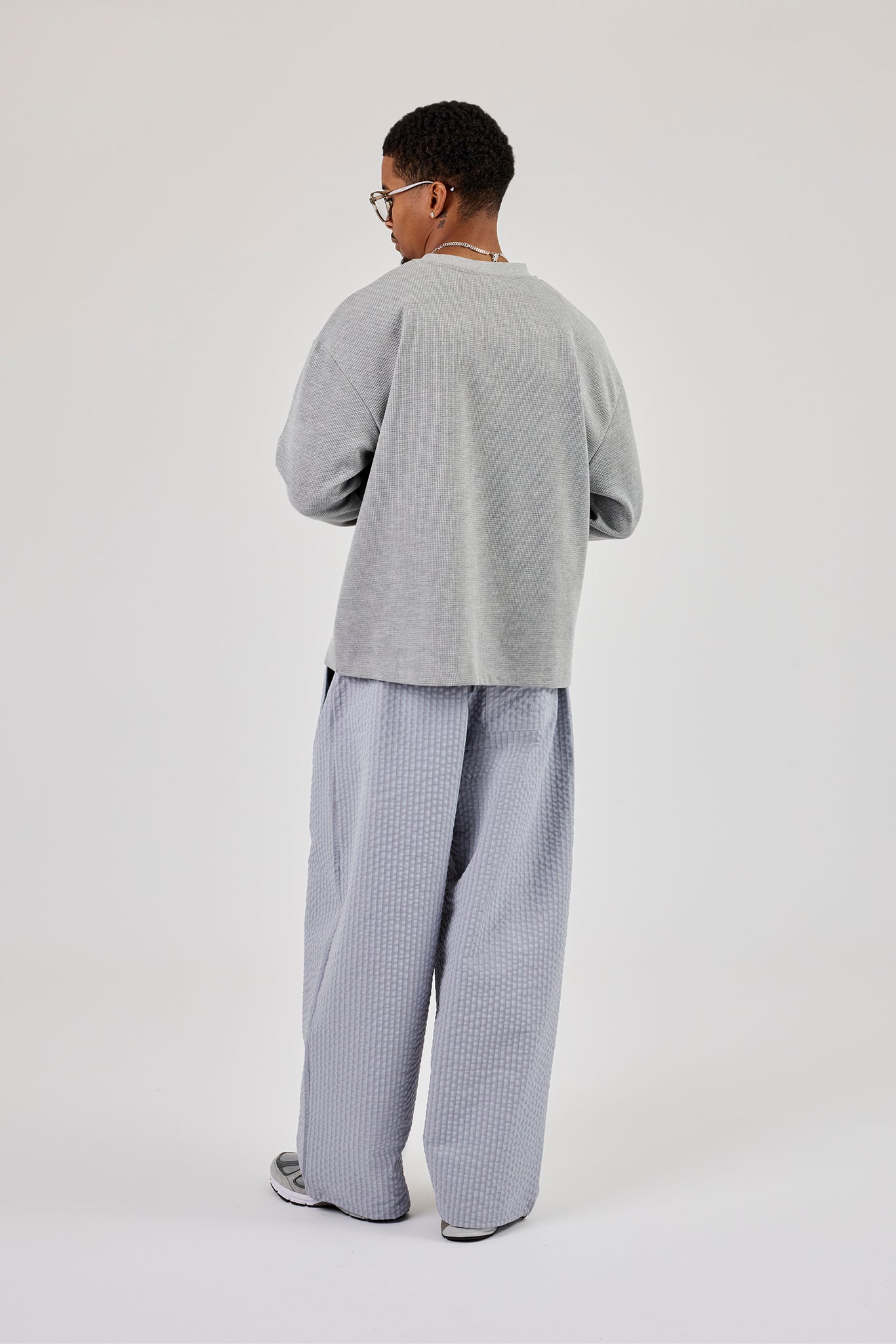 Nylon Check Trouser - Light Grey