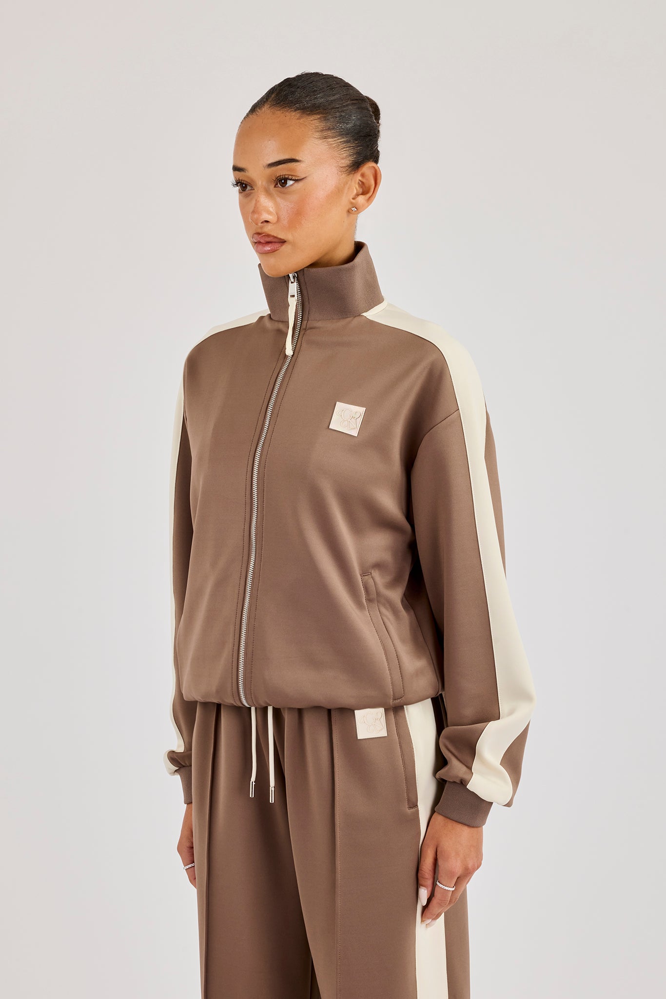 Single Taping Regular Track Jacket - Taupe