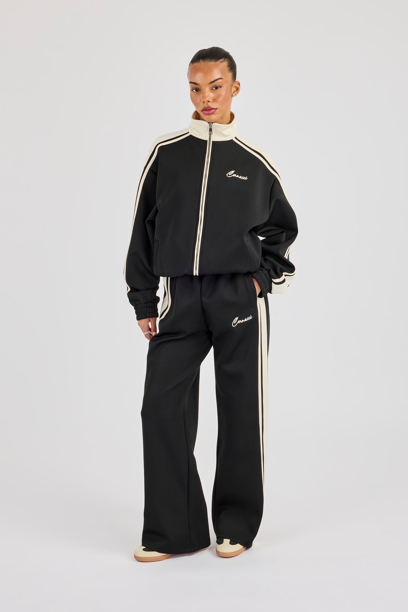 Taping Contrast Track Jacket & Pant - Black
