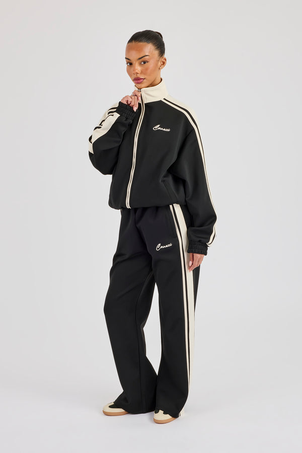 Taping Contrast Waistband Track Pant - Black