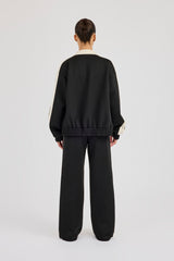 Trainingsjacke und -hose mit Kontraststreifen – Schwarz