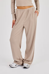 Soft Touch Ribbed Trouser - Taupe