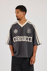 Oversized Cernucci Football Top - Charcoal