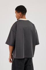 Oversized Cernucci Football Top - Charcoal
