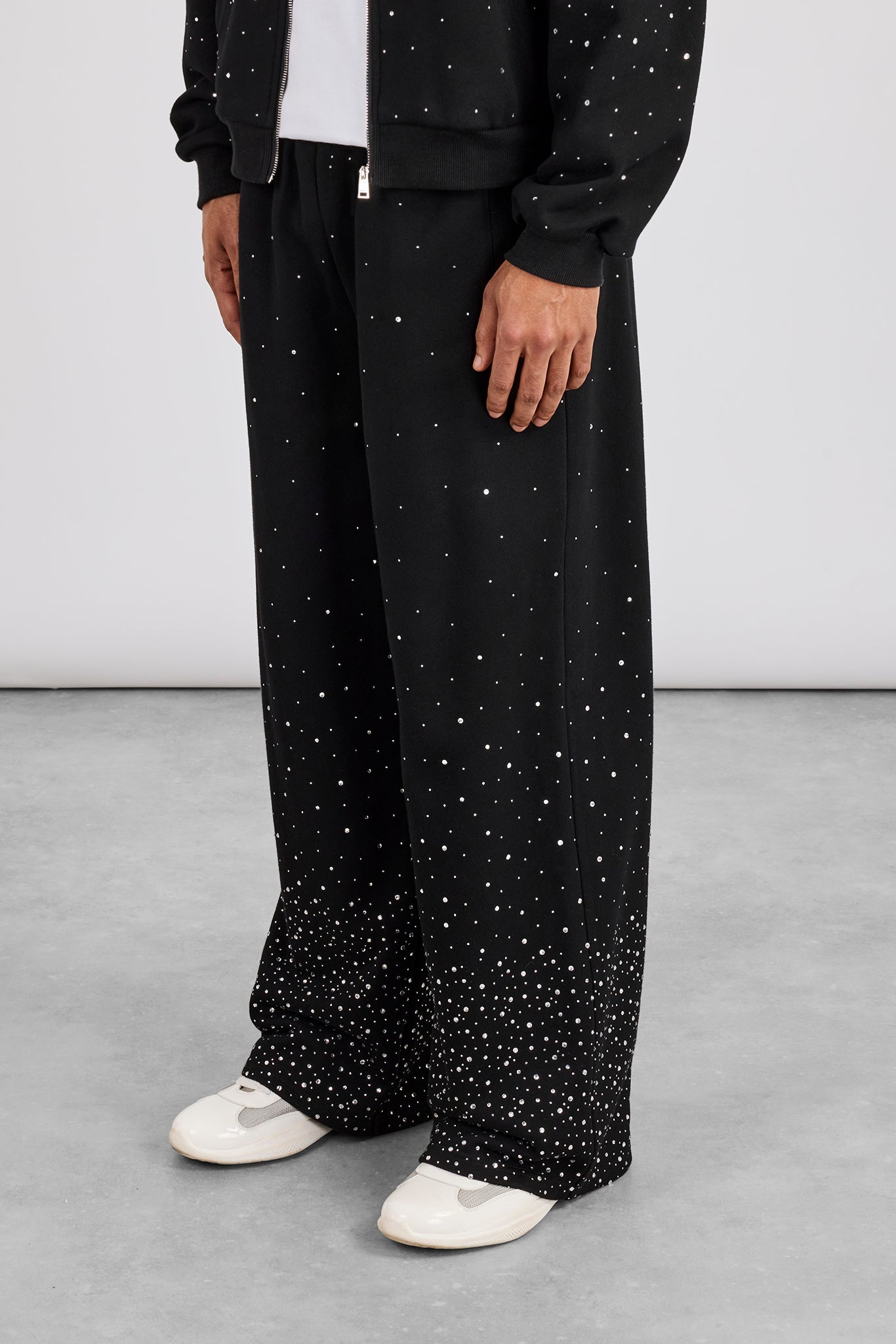 Rhinestone Baggy Jogger - Black