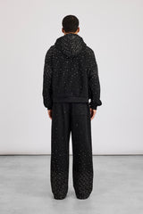 Rhinestone Zip Through Tracksuit - Black