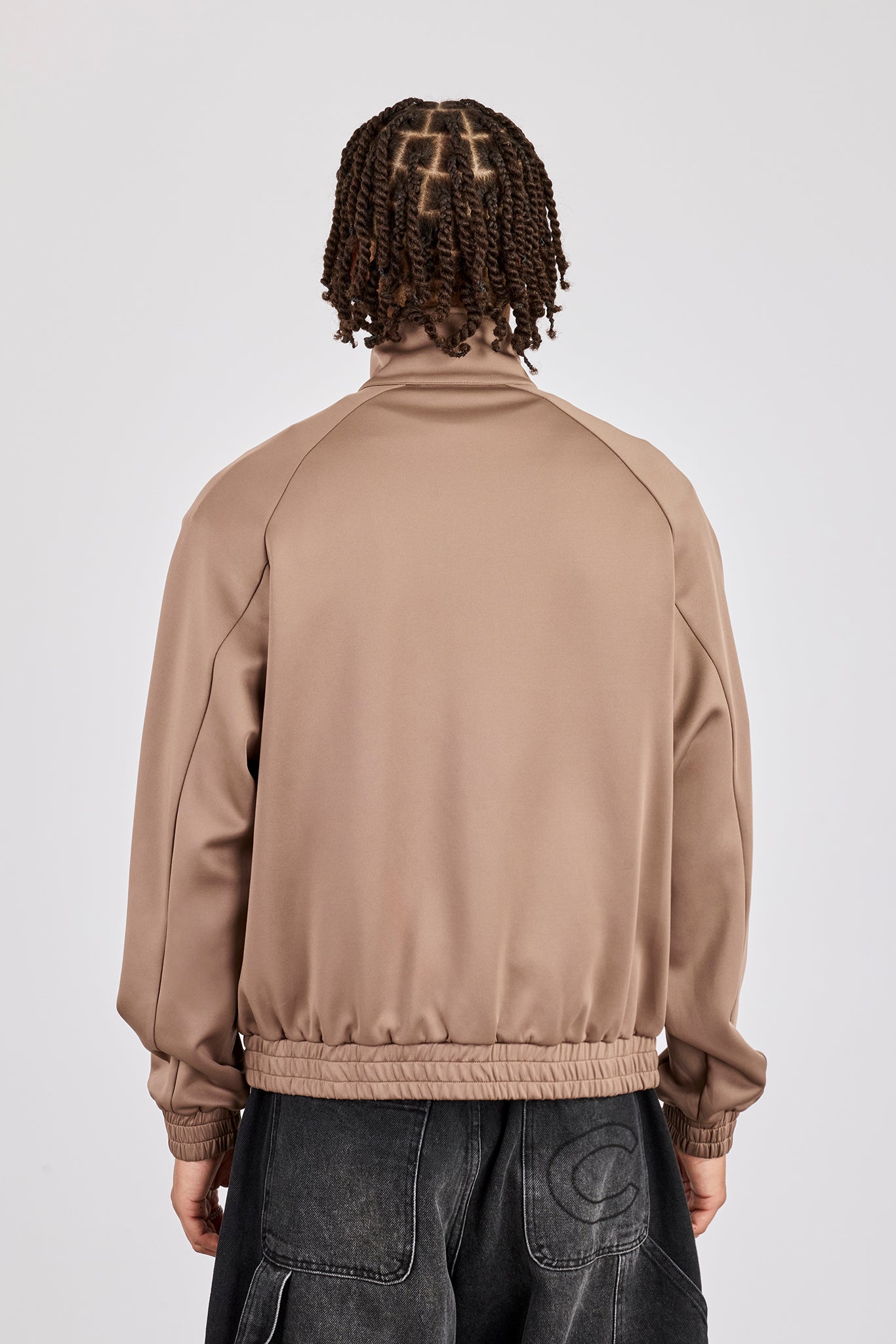 Bestickte Raglan-Trainingsjacke aus Polyester – Taupe