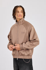 Bestickte Raglan-Trainingsjacke aus Polyester – Taupe