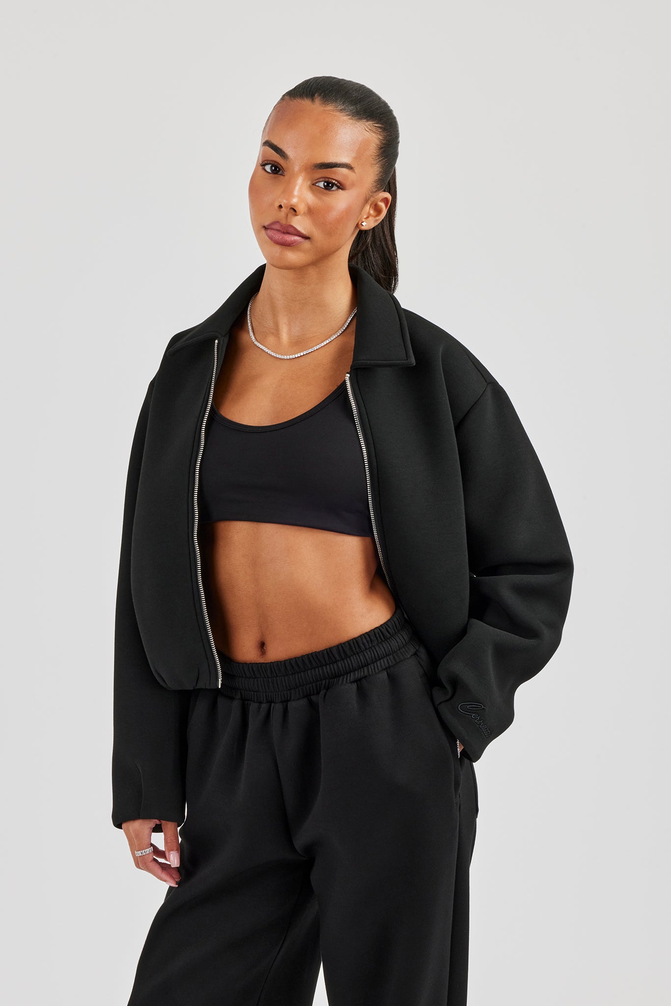 Womens Scuba Harrington Jacket - Black