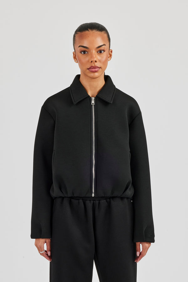 Womens Scuba Harrington Jacket - Black