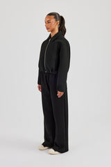 Women's Scuba Harrington Jacket & Wide Leg Jogger - Black