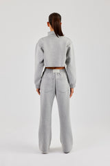 Scuba Funnel Neck Crop Jacket & Jogger - Grey