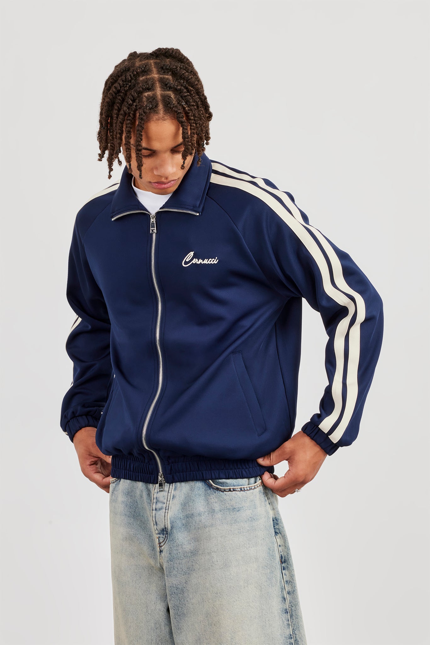 Taping Track Jacket - Navy Blue | Mens Outerwear | Shop Jackets at