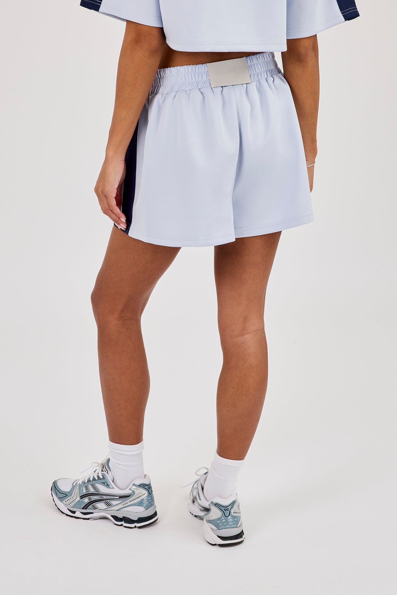 Embroidered Taping Short - Baby Blue