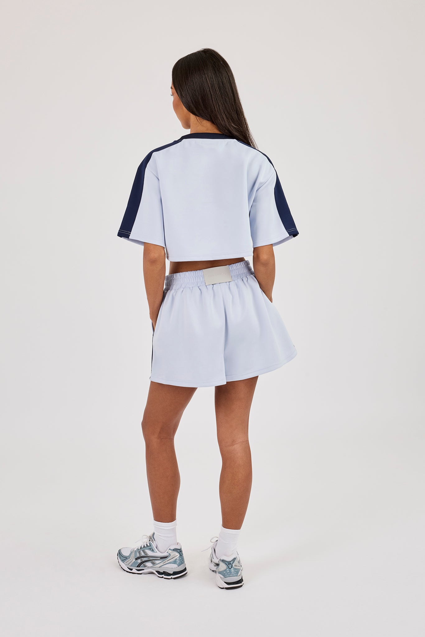Cropped Short Sleeve Football Top & Short Â– Baby Blue | Womens