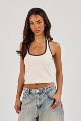 Halterneck Binding Top - Off White
