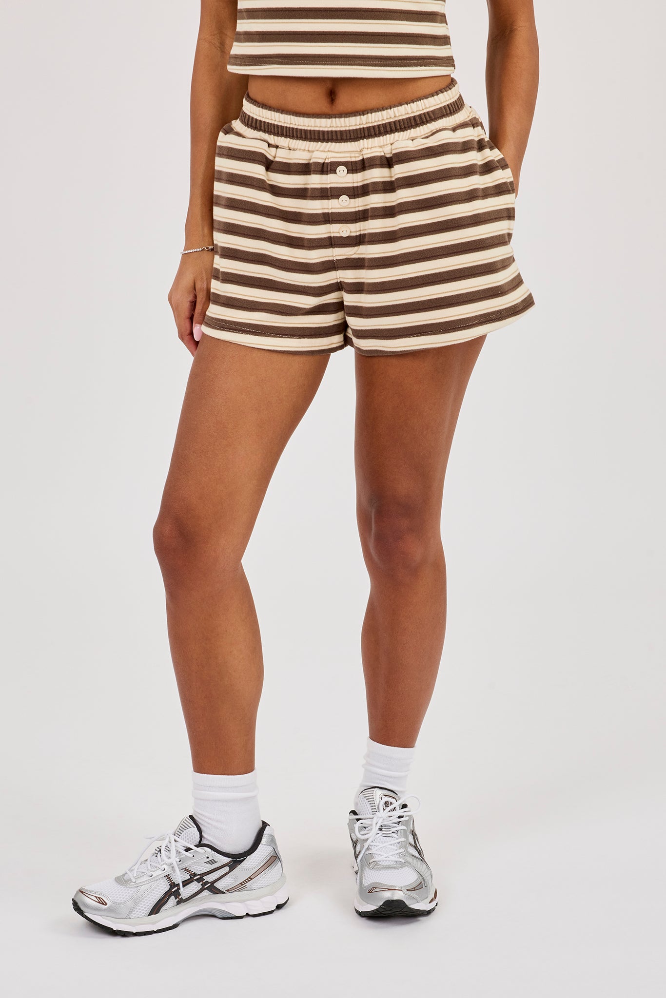 Double Stripe Soft Touch Short - Beige