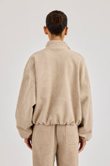 Suede Biker Jacket - Beige