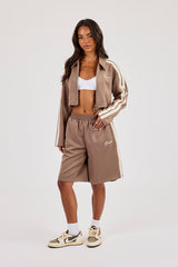 Taping Cropped Harrington Jacket & Jort - Taupe