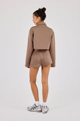 Taping Cropped Harrington Jacket & Micro Short - Taupe