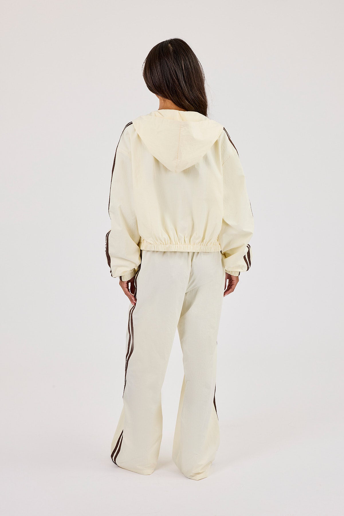 Nylon Taping Cropped Harrington Jacket & Wide Leg Track Pant - Off White