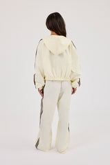 Nylon Taping Cropped Harrington Jacket & Wide Leg Track Pant - Off White