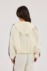 Nylon Taping Cropped Hooded Jacket - Off White