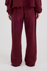 Washed Wide Leg Jogger - Burgundy