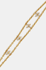 Double Layer Floral Motif Rolo Bracelet - 3mm - Gold