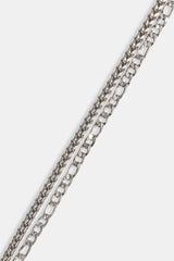 Double Figaro & Franco Bracelet - 3mm - White