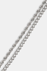 Double Miami Cuban & Rope Bracelet - 5mm - White