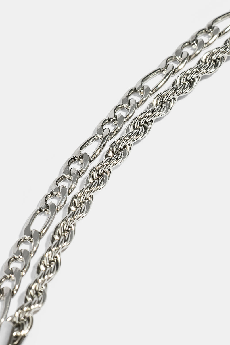 Double Rope & Figaro Bracelet - 5mm - White | Mens Bracelets | Shop ...