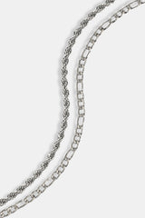 Double Rope & Figaro Chain - 5mm - White