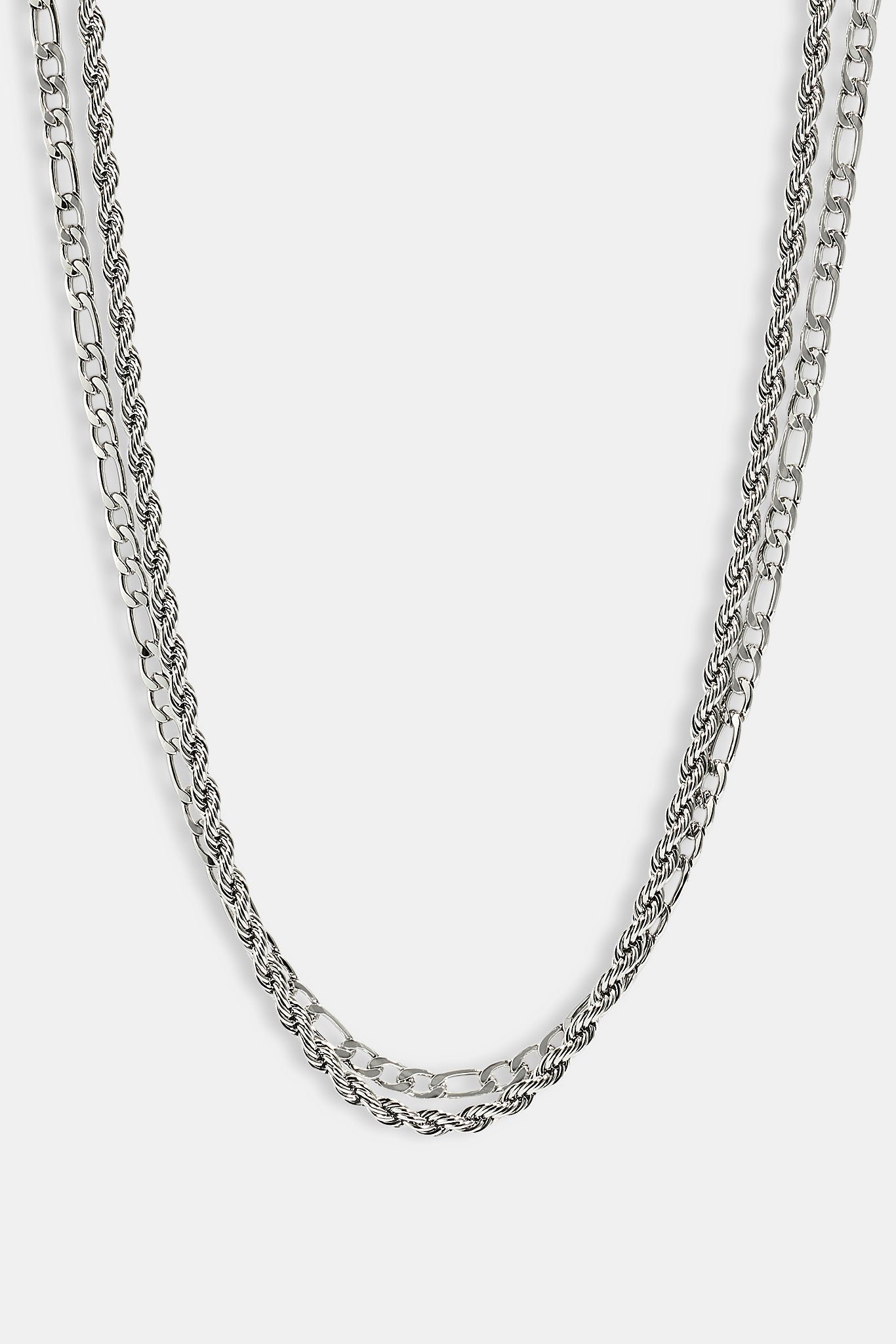 Double Rope & Figaro Chain - 5mm - White