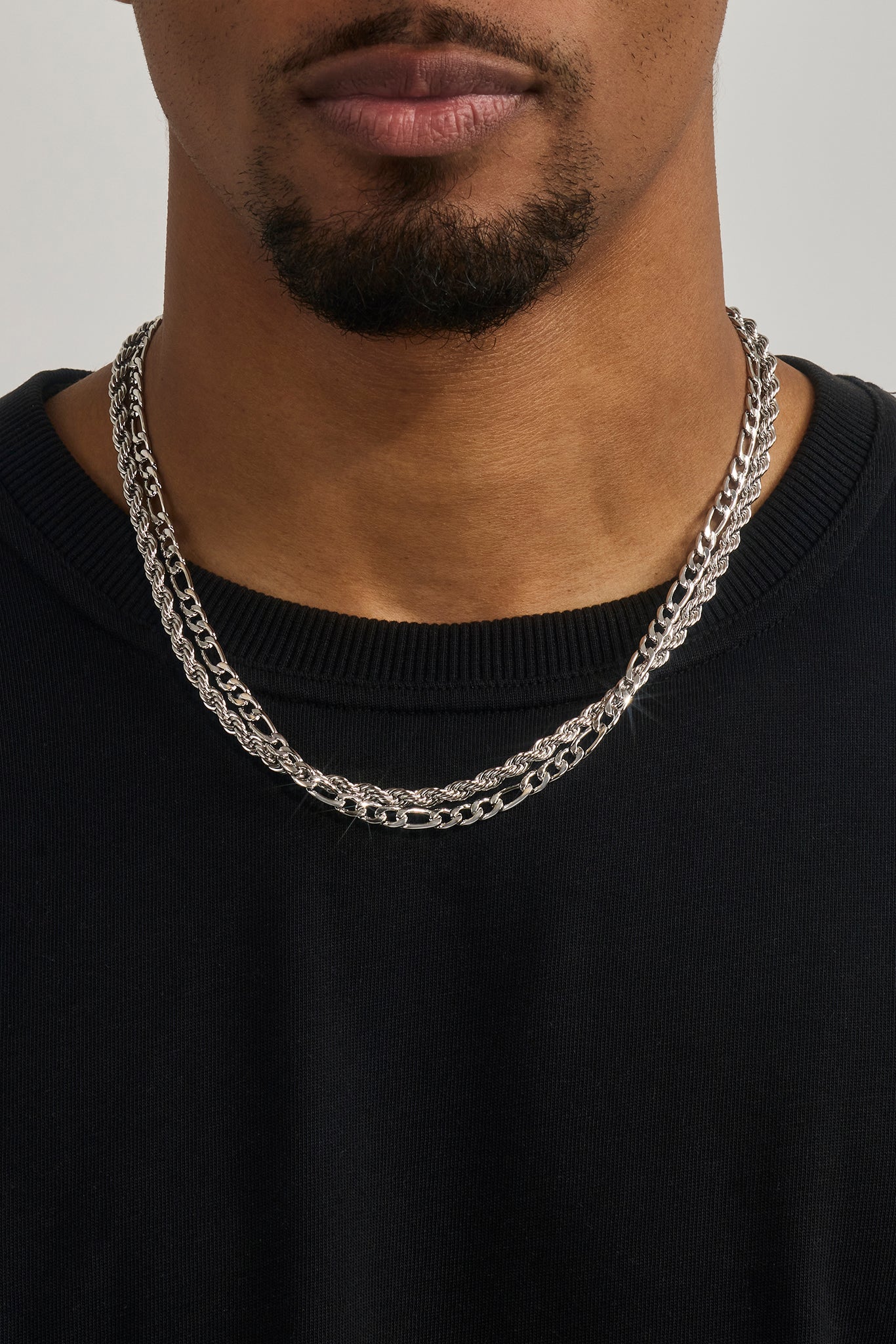 Double Rope & Figaro Chain - 5mm - White